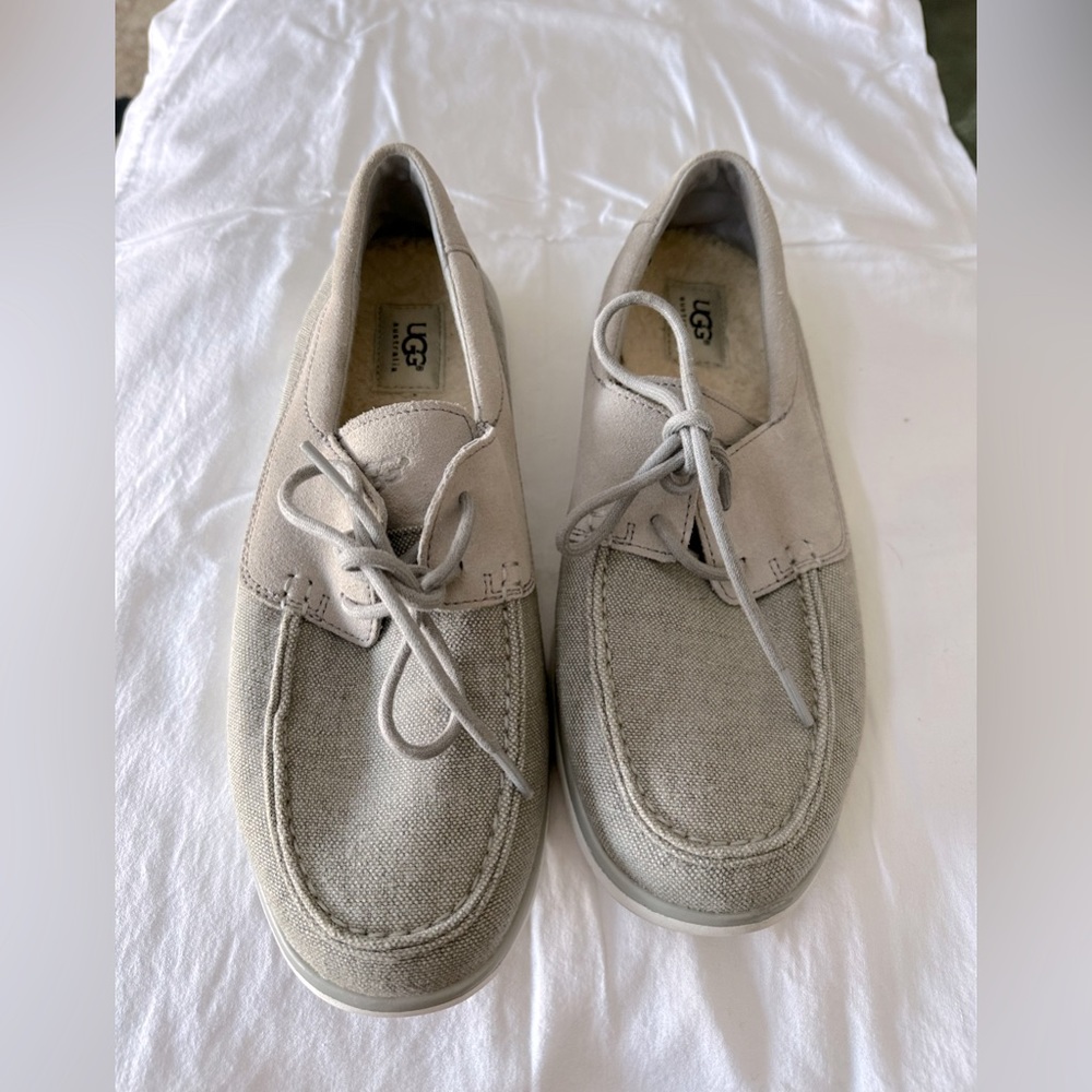 UGG Moccasin style boat shoes. Men’s size 9 grey color